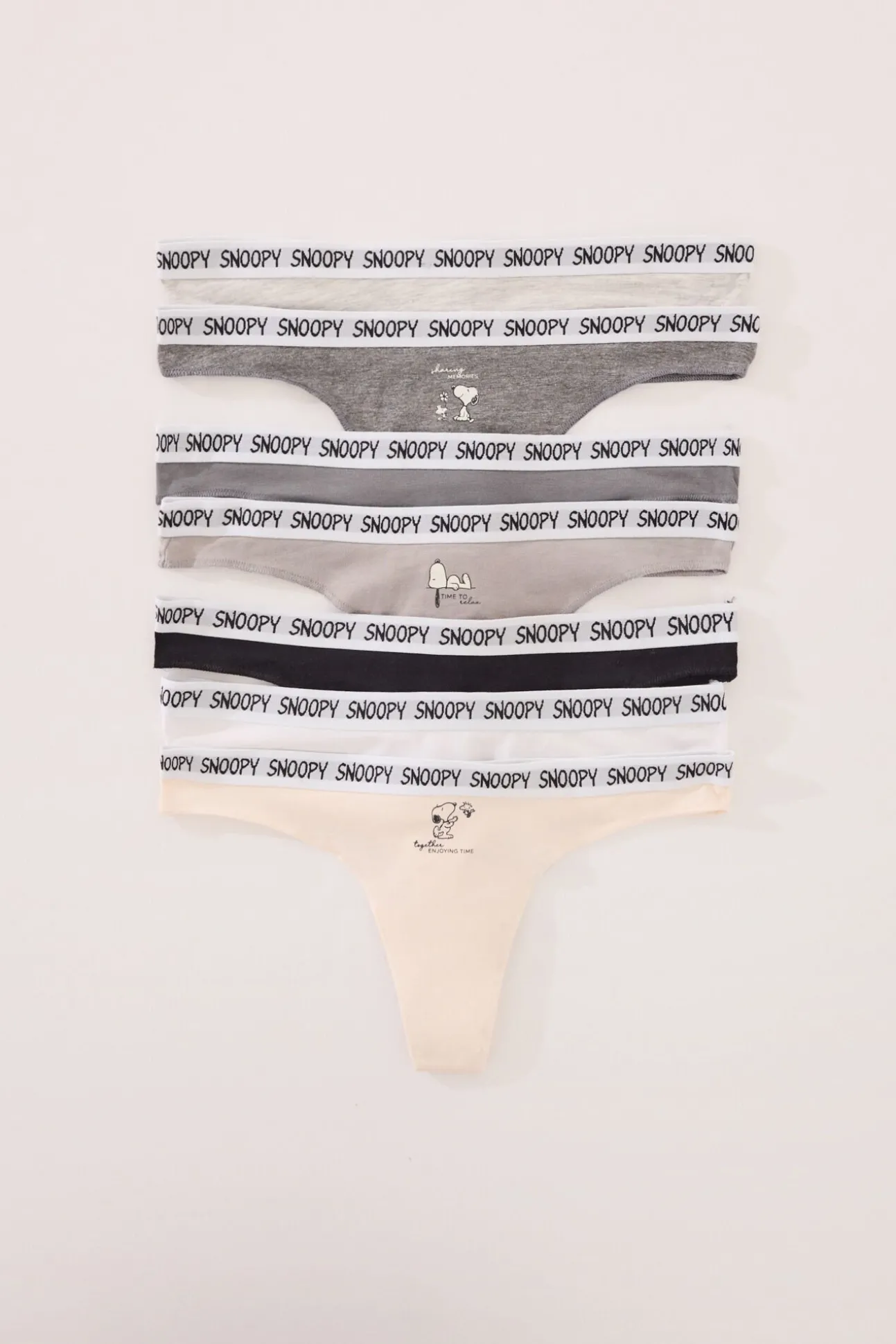 Pack 7 tangas algodón multicolor Snoopy