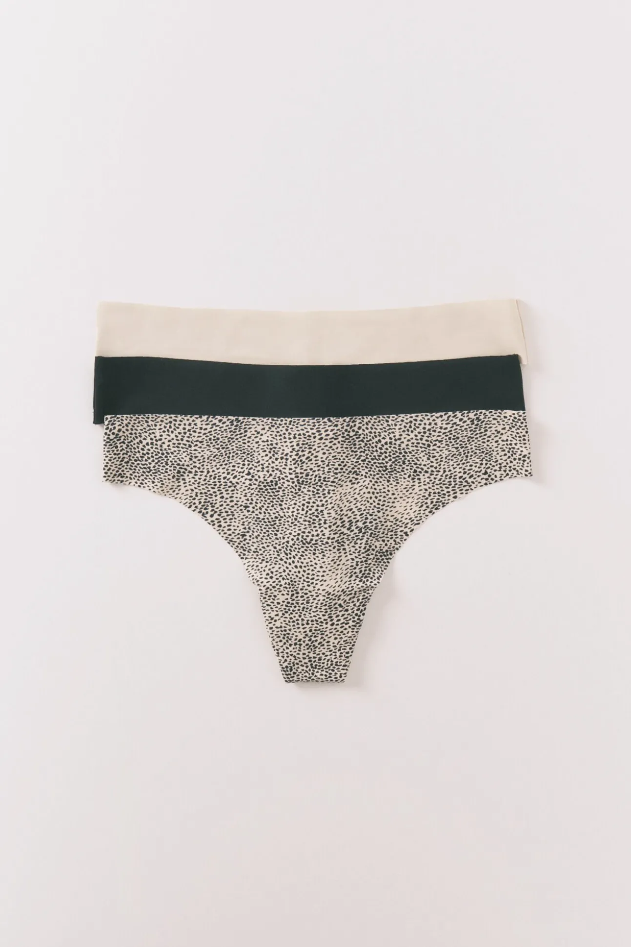 Pack 3 tangas animal print beige y negro