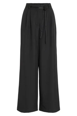 Pantalón ancho de vestir con cinturón flor