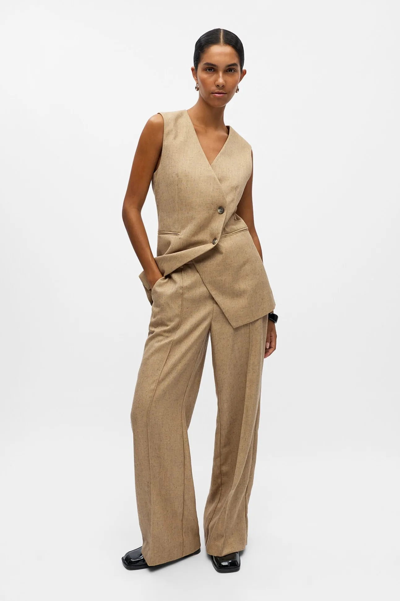 Pantalón ancho tweed