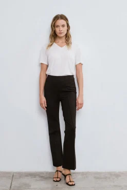 Pantalón campana cintura alta elástica