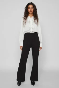 Pantalón campana cintura alta elástica