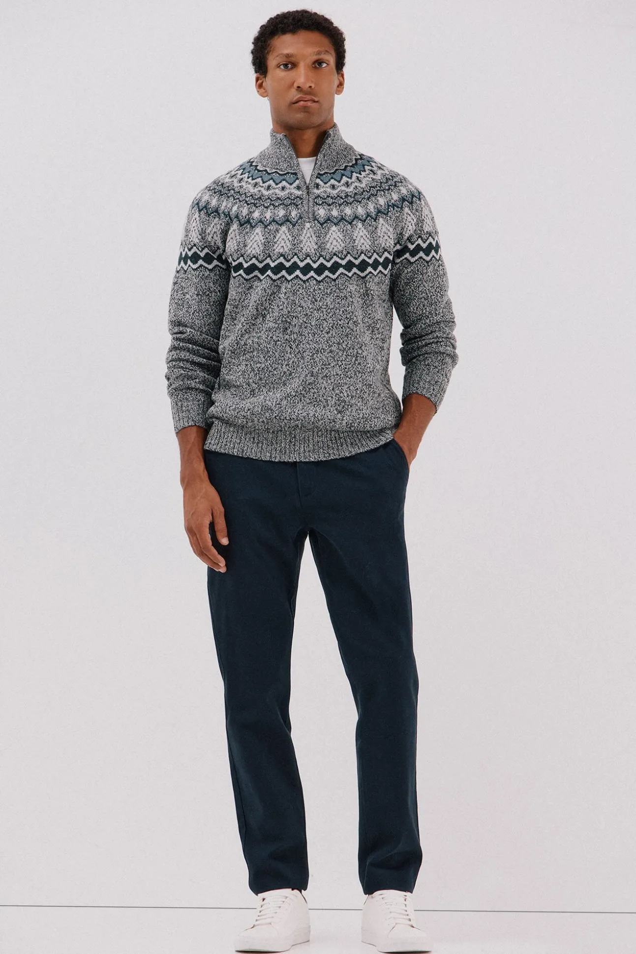 Pantalón chino print slim