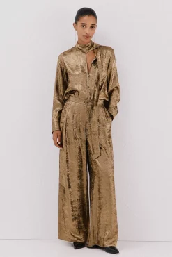 Pantalón dorado palazzo