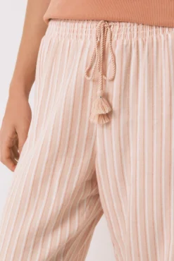 Pantalón largo franela rayas naranja