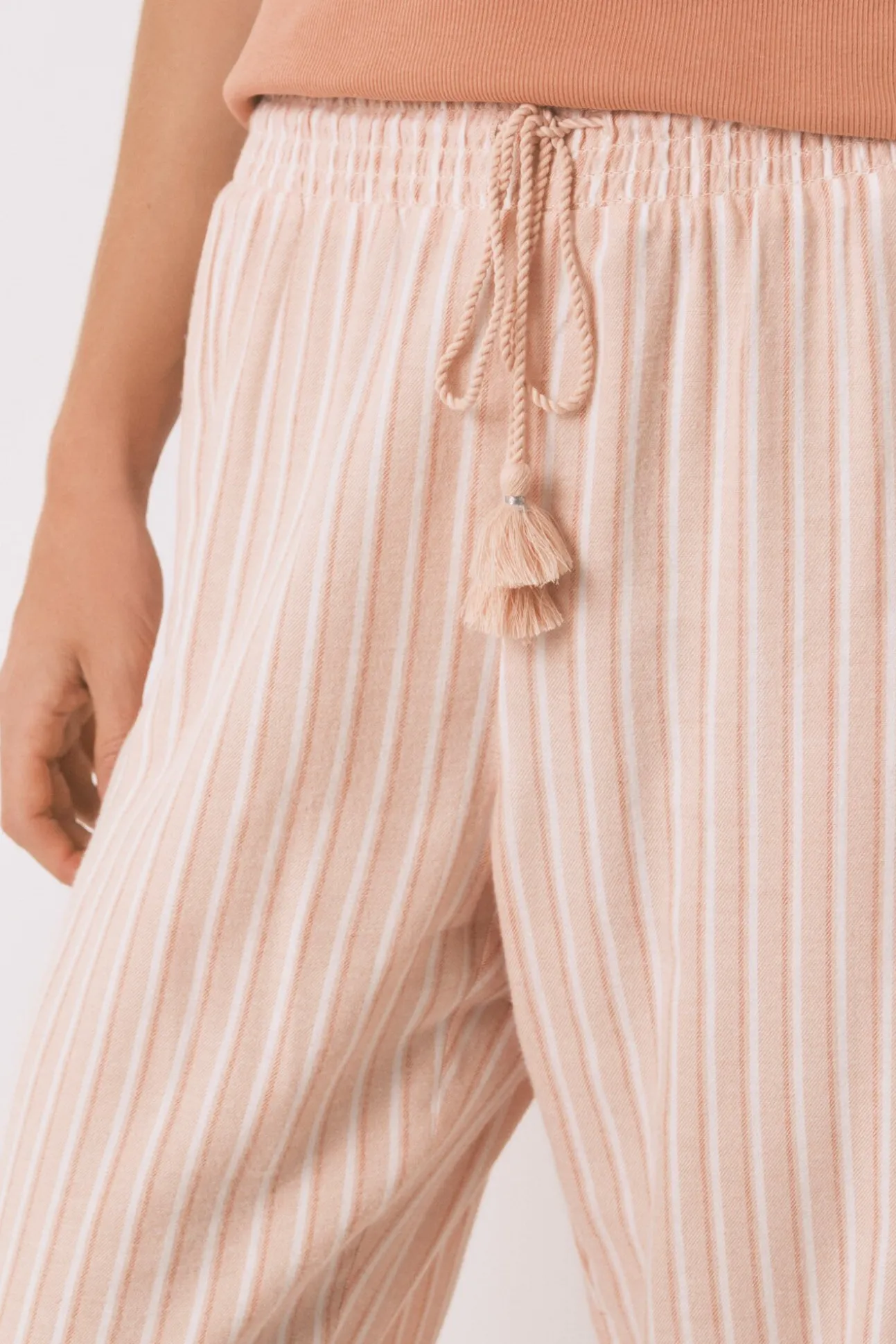 Pantalón largo franela rayas naranja