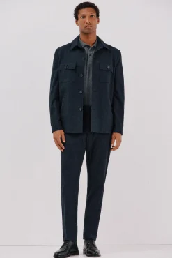 Pantalón microcuadro algodón