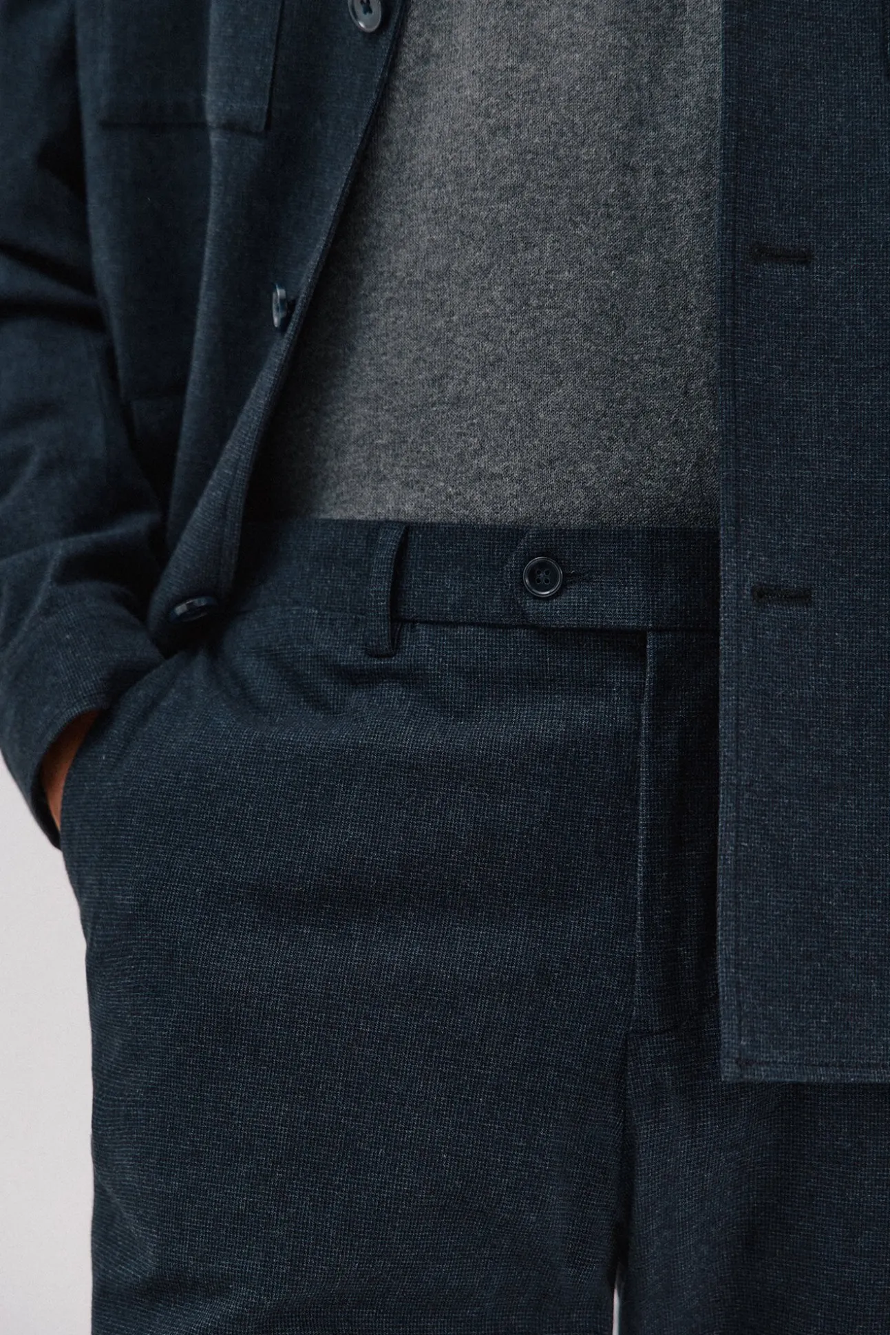 Pantalón microcuadro algodón