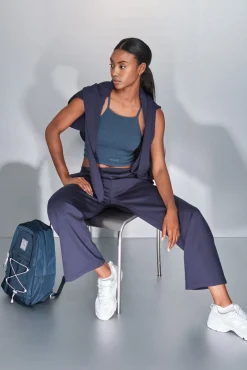 Pantalón recto ancho azul oscuro