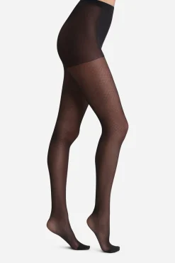 Panty transparente con print de rombos 20 Deniers