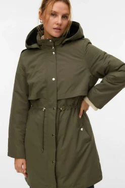 Parka con botones plateados