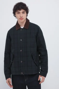 Parka cuadros cuello pana