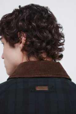 Parka cuadros cuello pana