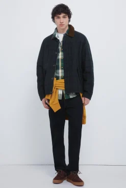 Parka cuadros cuello pana