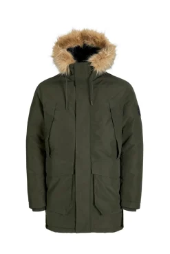 Parka larga acolchada con capucha pelo
