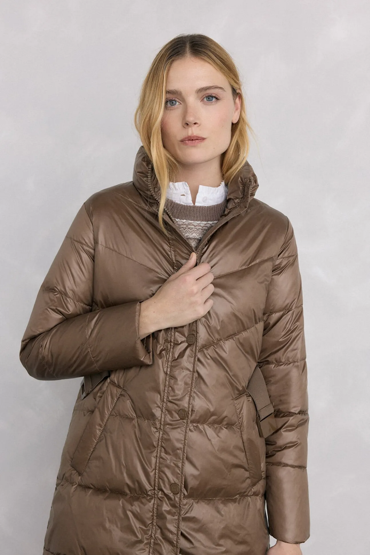 Parka larga cinturón