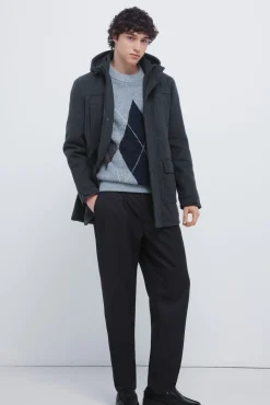 Parka larga efecto lana