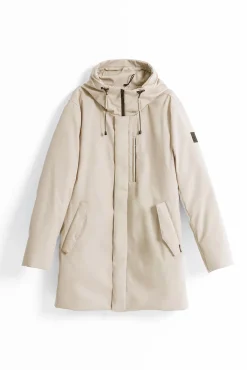 Parka técnica capucha arena