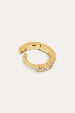 Pendiente Suelto Aro Cleo Cruzado Plata Baño Oro