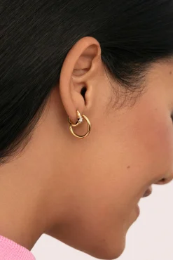 Pendiente Suelto Aro Halo Plata Baño Oro