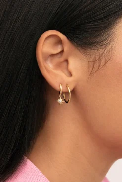 Pendiente Suelto Aro Stella Plata Baño Oro