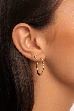 Pendiente Suelto Croissant Baño Oro