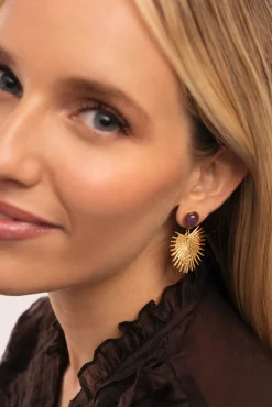 Pendientes Purple Catalina Acero Baño Oro