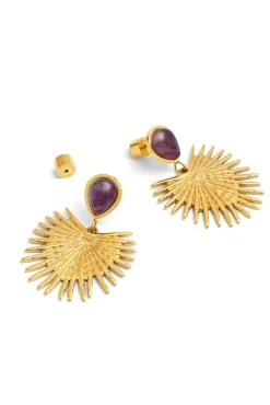 Pendientes Purple Catalina Acero Baño Oro