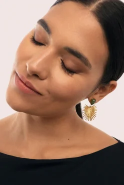 Pendientes Verde Catalina Acero Baño Oro