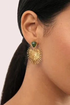 Pendientes Verde Catalina Acero Baño Oro