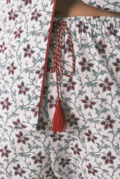 Pijama camisero algodón estampado flores