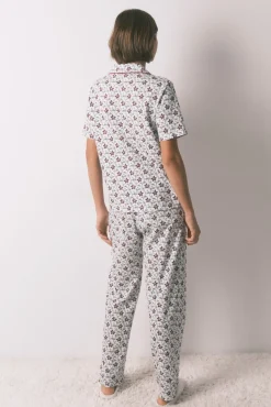 Pijama camisero algodón estampado flores