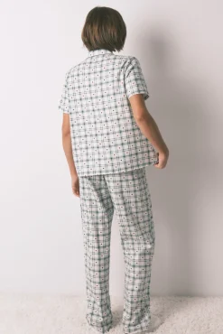 Pijama camisero algodón estampado cuadros