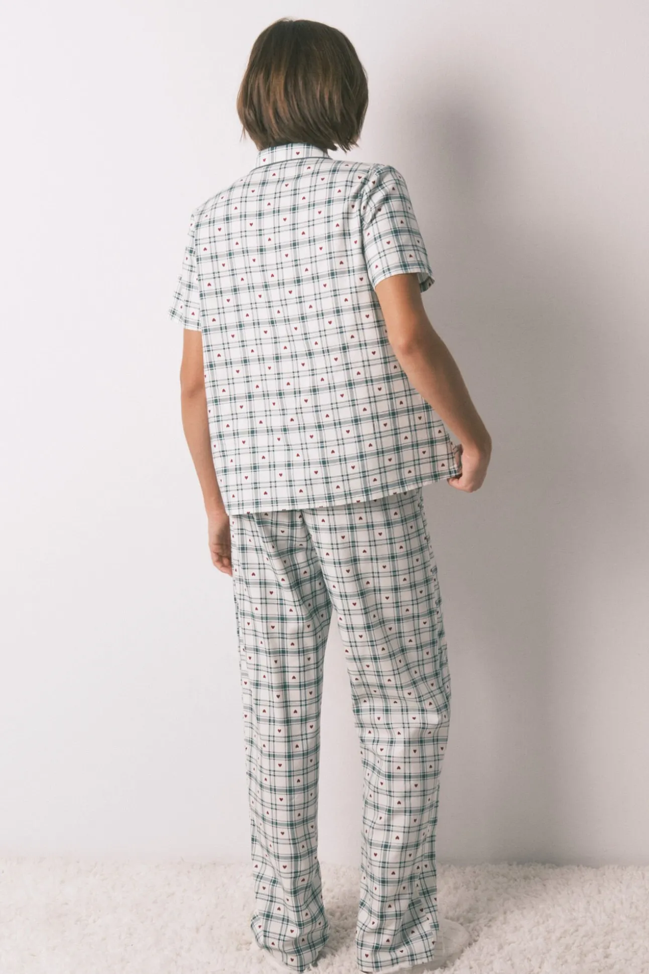 Pijama camisero algodón estampado cuadros