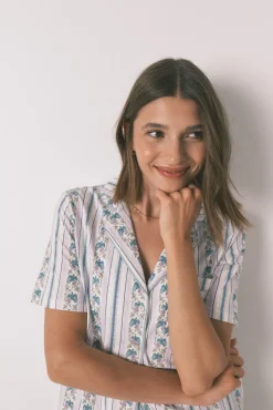 Pijama camisero Capri 100% algodón rayas