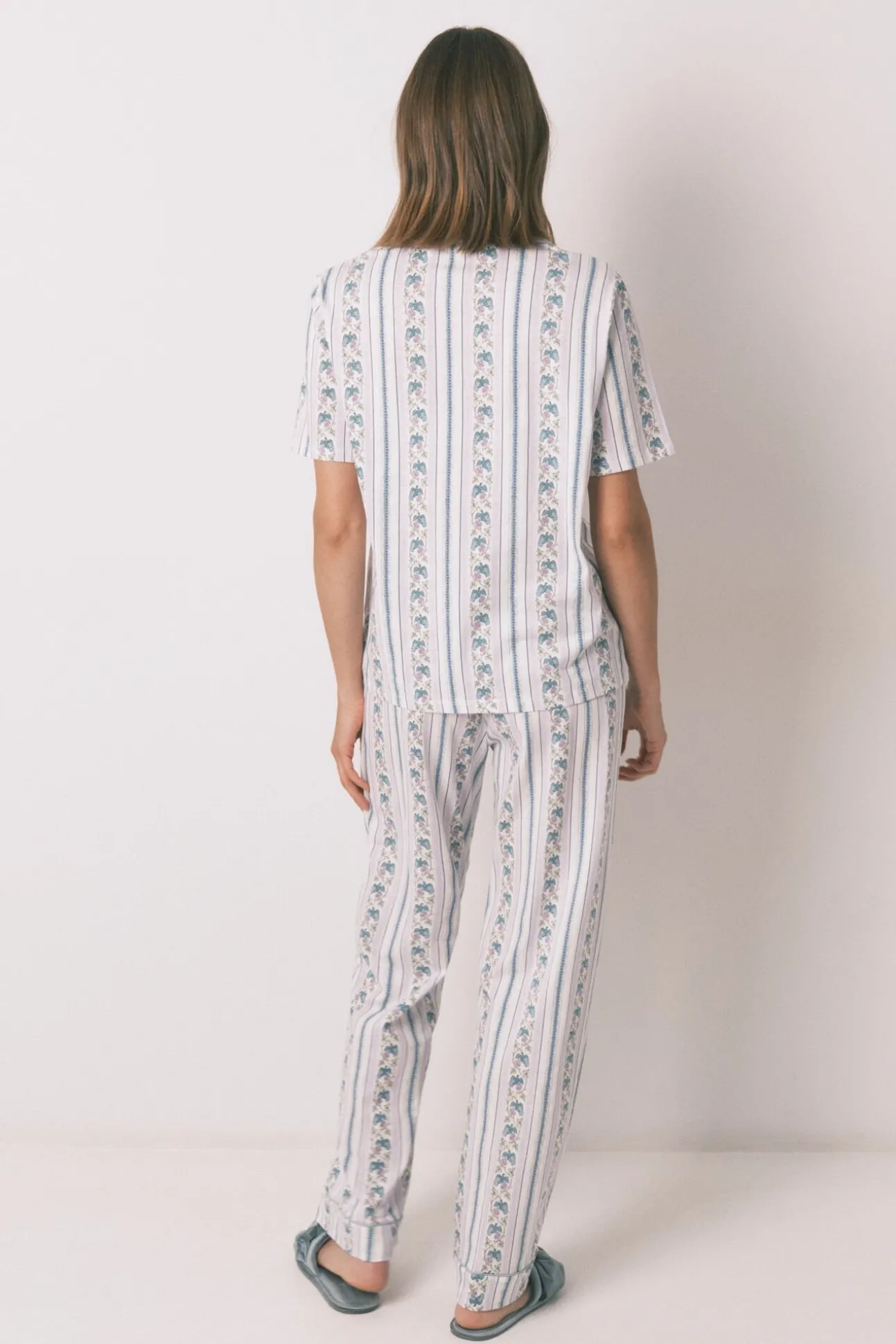 Pijama camisero Capri 100% algodón rayas