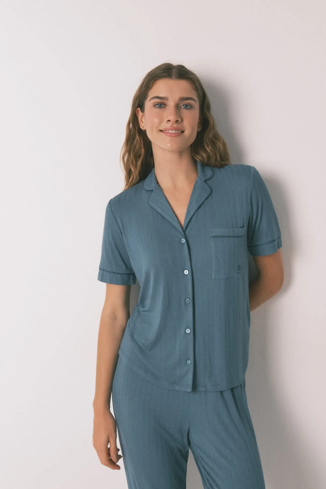 Pijama camisero Capri viscosa verde