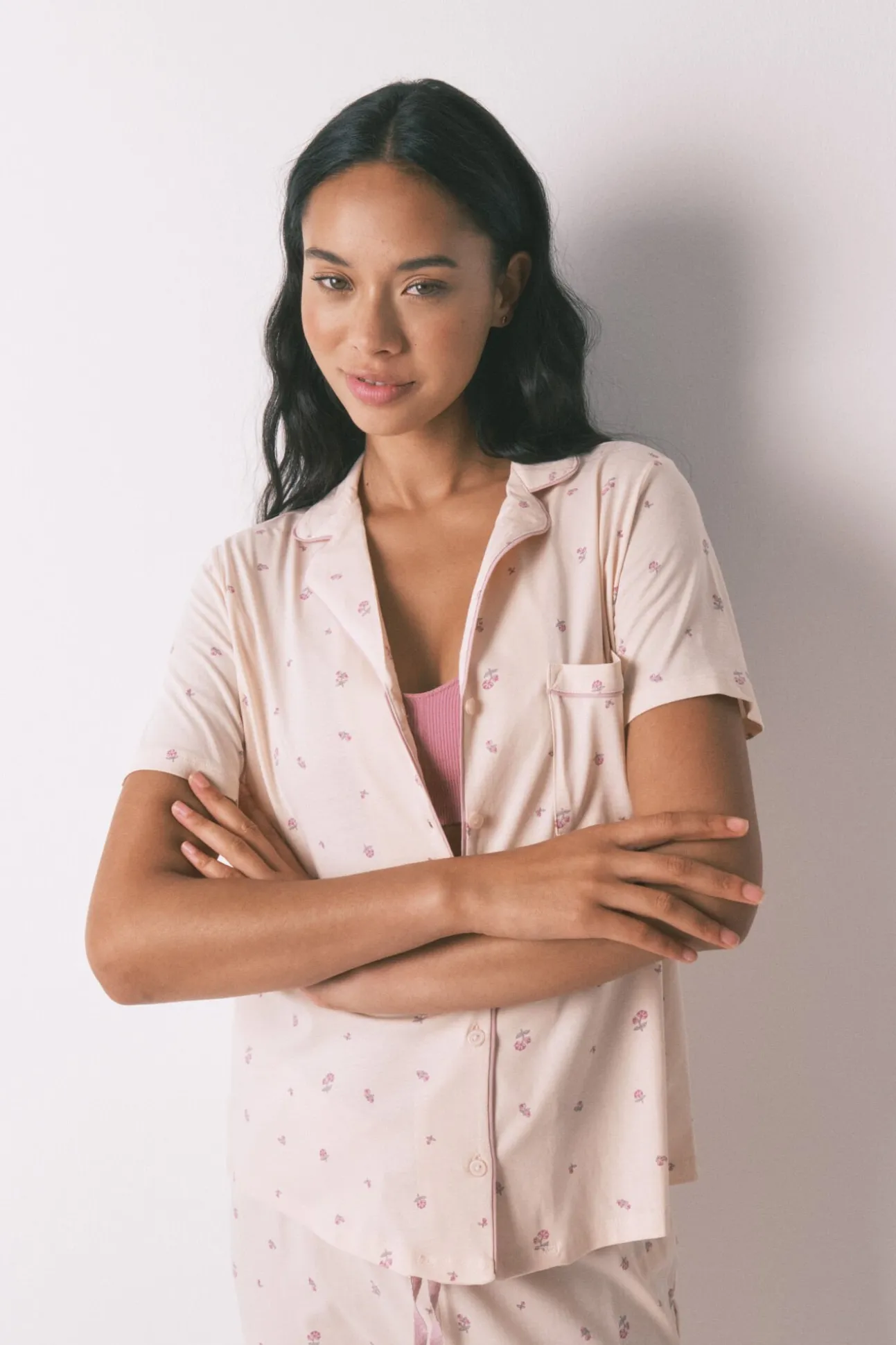 Pijama camisero largo 100% algodón flores