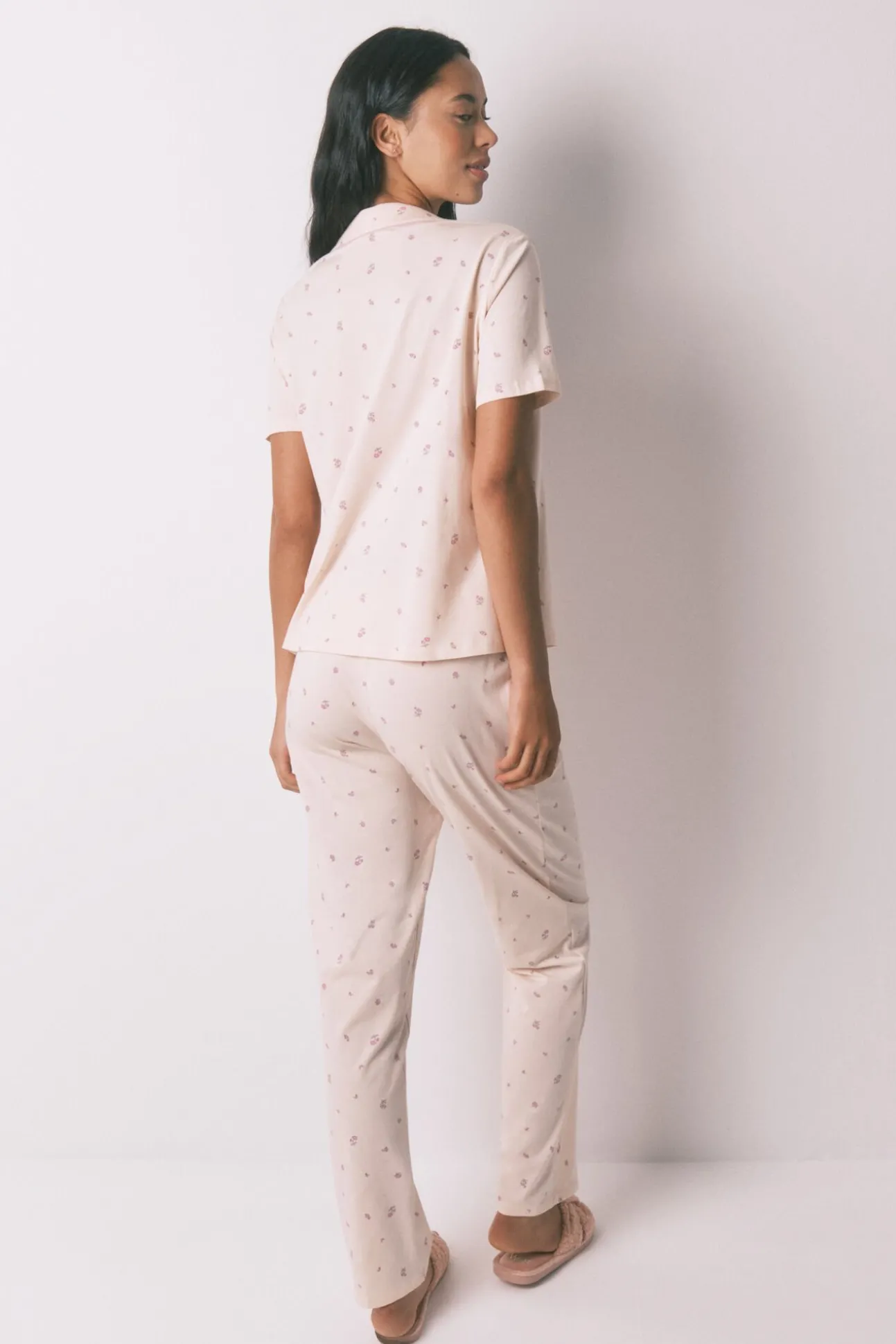 Pijama camisero largo 100% algodón flores