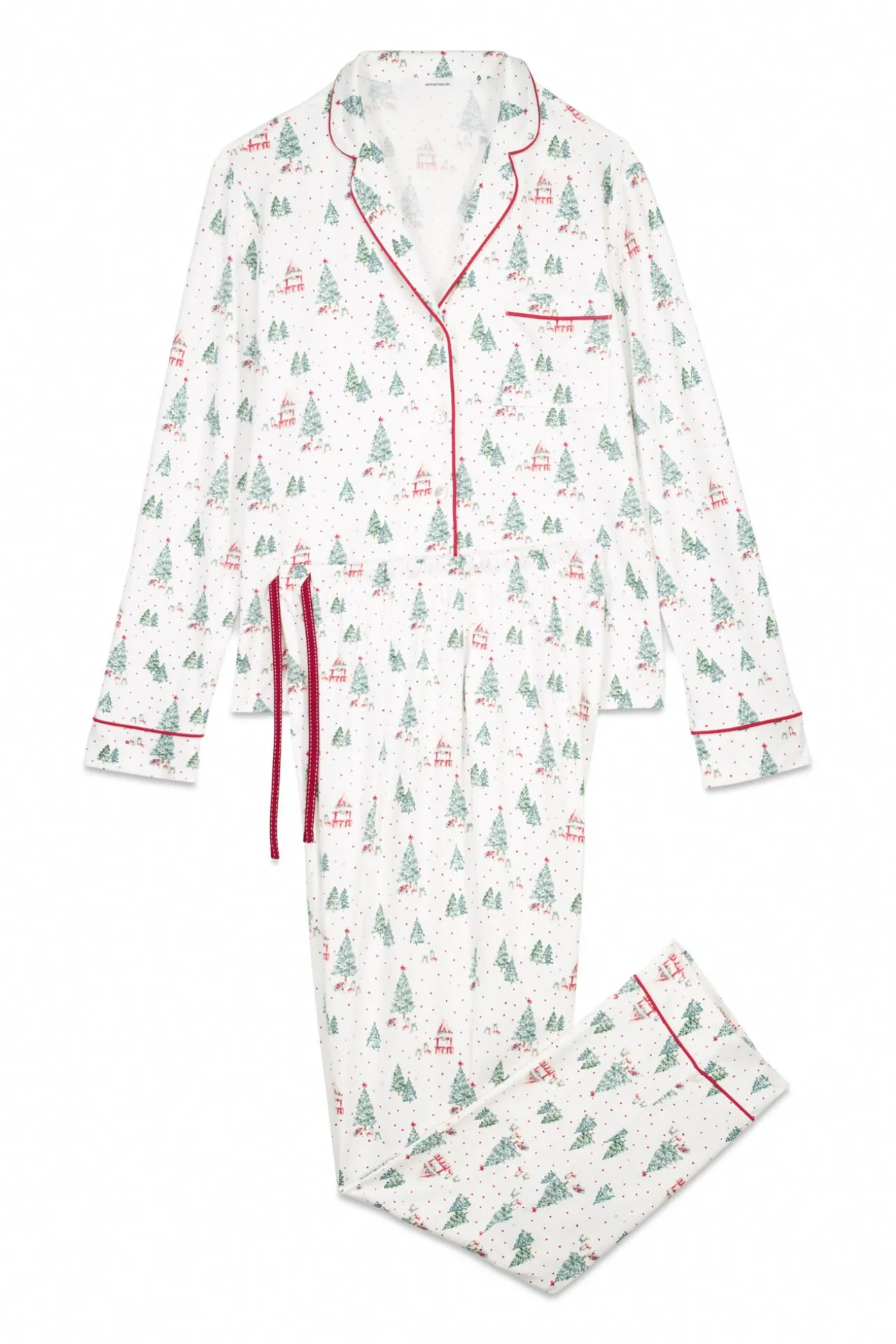 Pijama camisero largo estampado navidad blanco