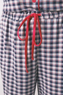 Pijama camisero largo punto suave cuadros