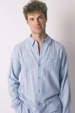 Pijama camisero masculino rayas 100% algodón