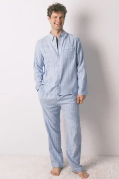 Pijama camisero masculino rayas 100% algodón