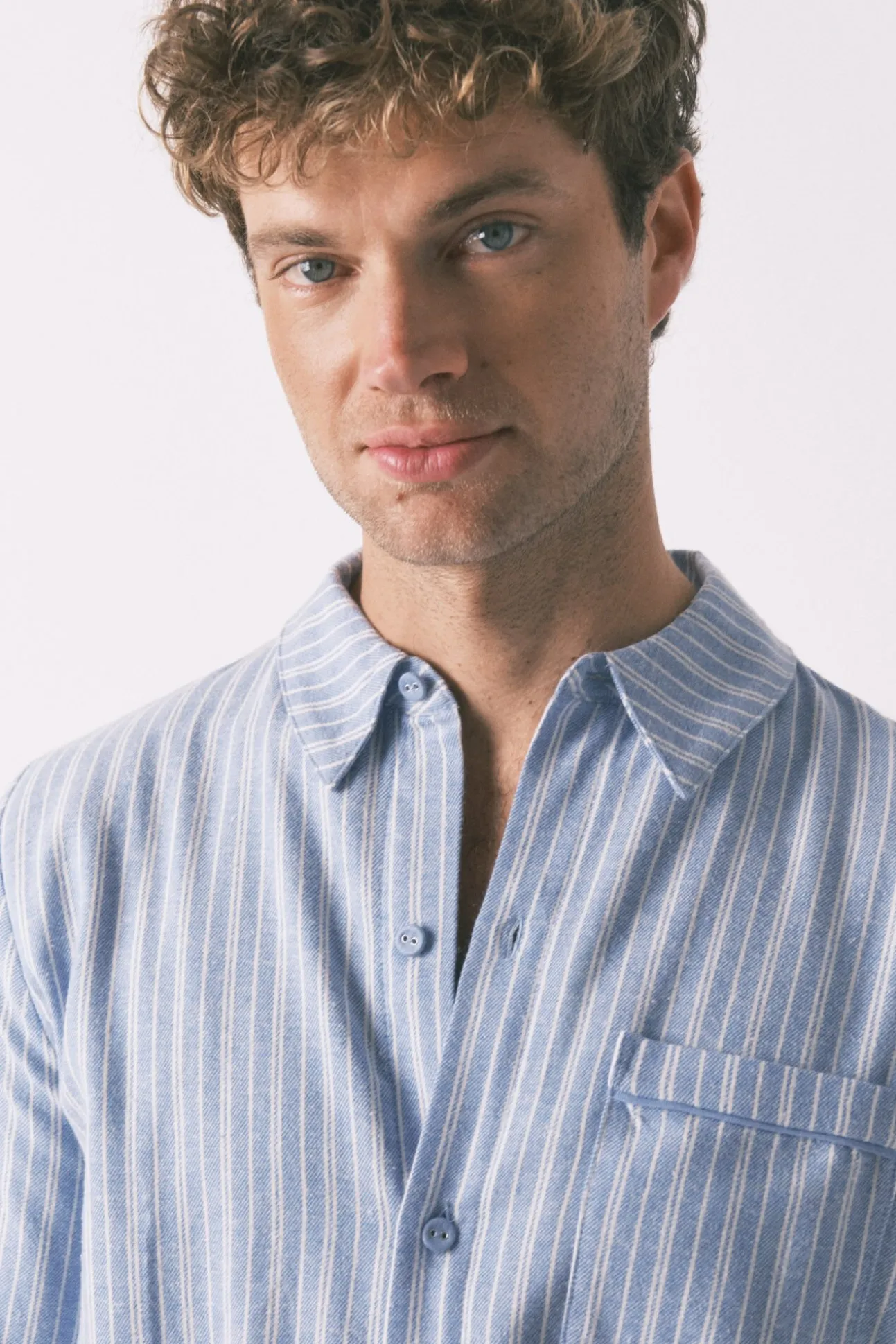 Pijama camisero masculino rayas 100% algodón