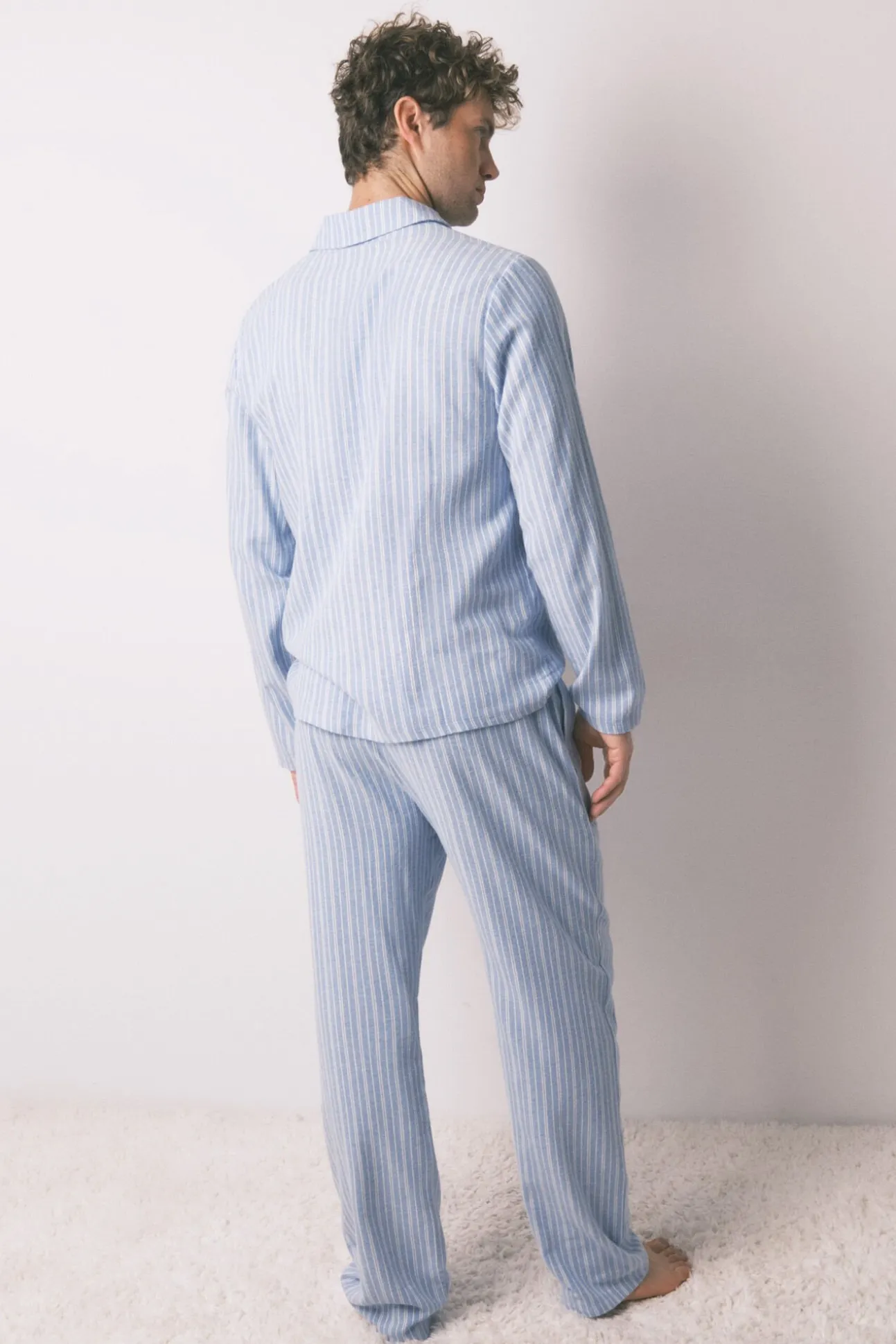 Pijama camisero masculino rayas 100% algodón