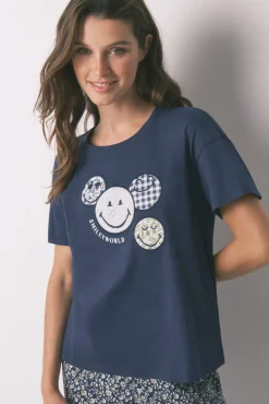 Pijama Capri 100% algodón Smiley azul