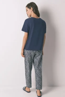 Pijama Capri 100% algodón Smiley azul