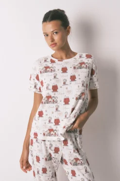 Pijama Capri canalé gris Snoopy