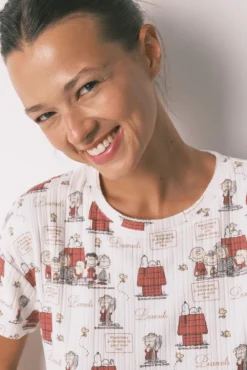 Pijama Capri canalé gris Snoopy