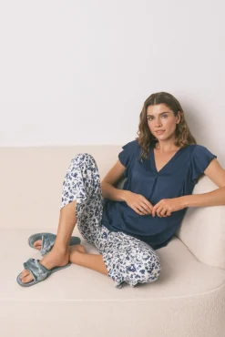 Pijama Capri viscosa floral azul
